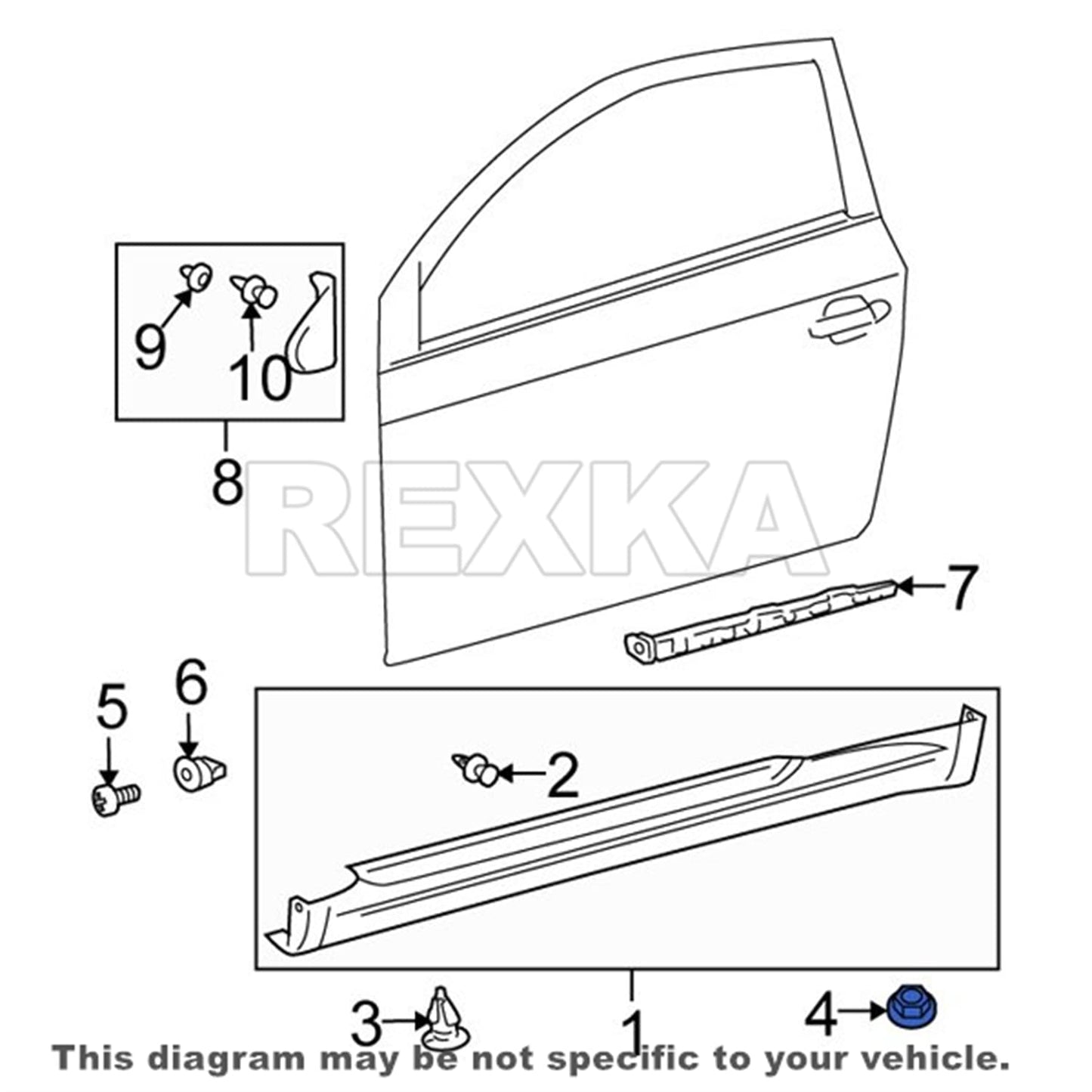Rexka 30 piece Toyota rocker panel clips — view 7