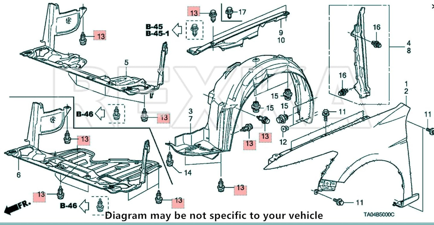 Rexka 40 piece Honda Acura grille clips — view 6