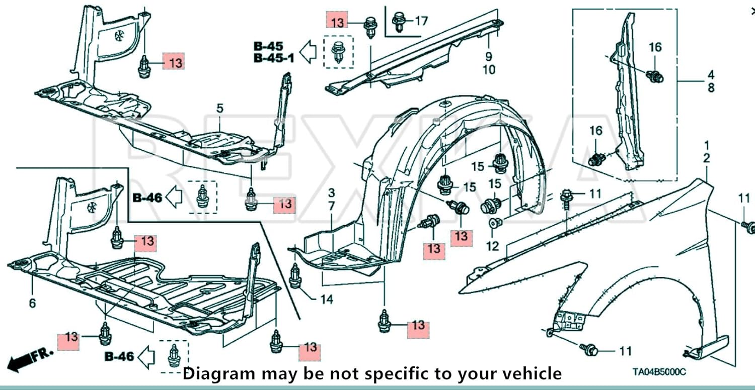 Rexka 40 piece Honda Acura grille clips — view 6