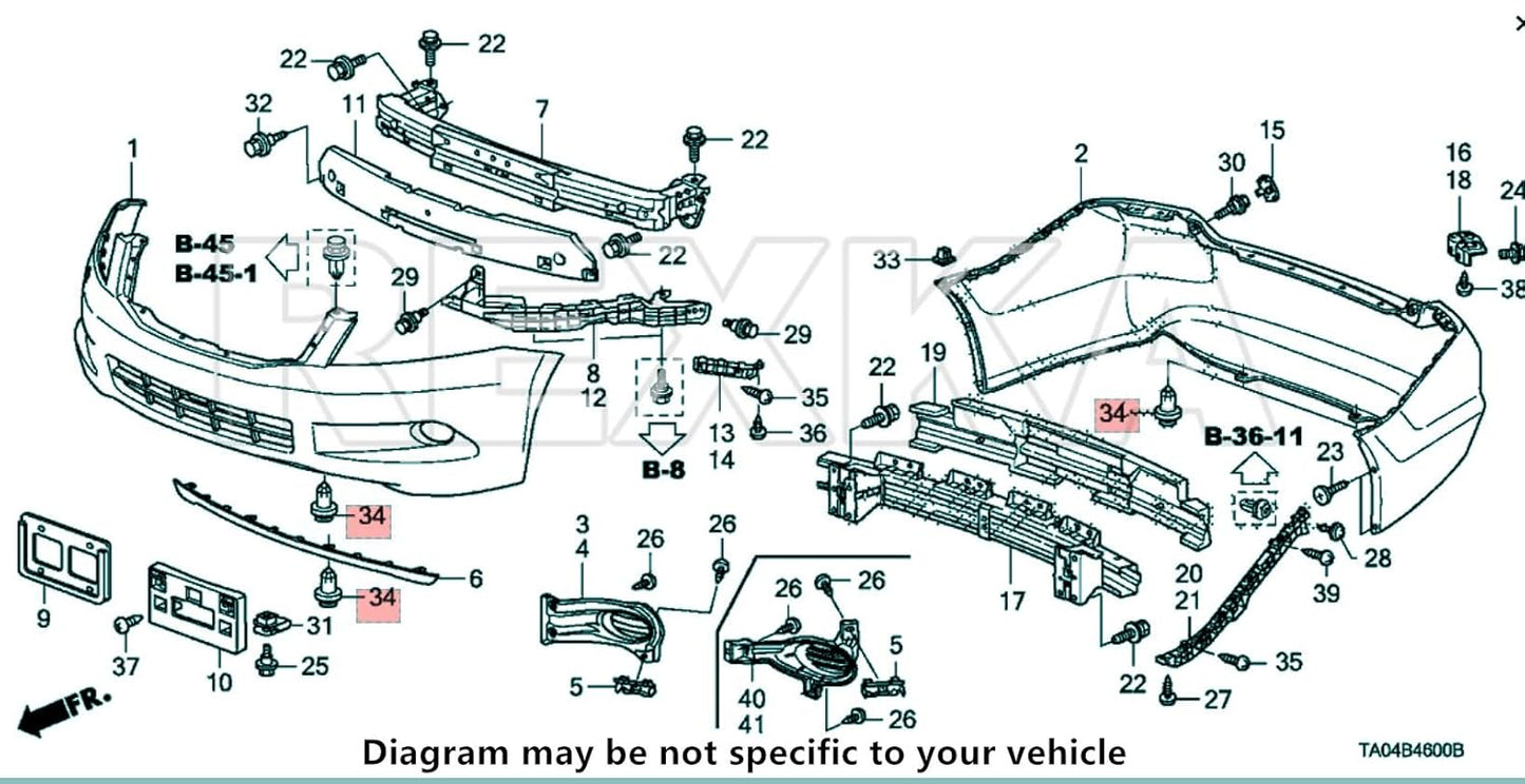 Rexka 40 piece Honda Acura grille clips — view 7