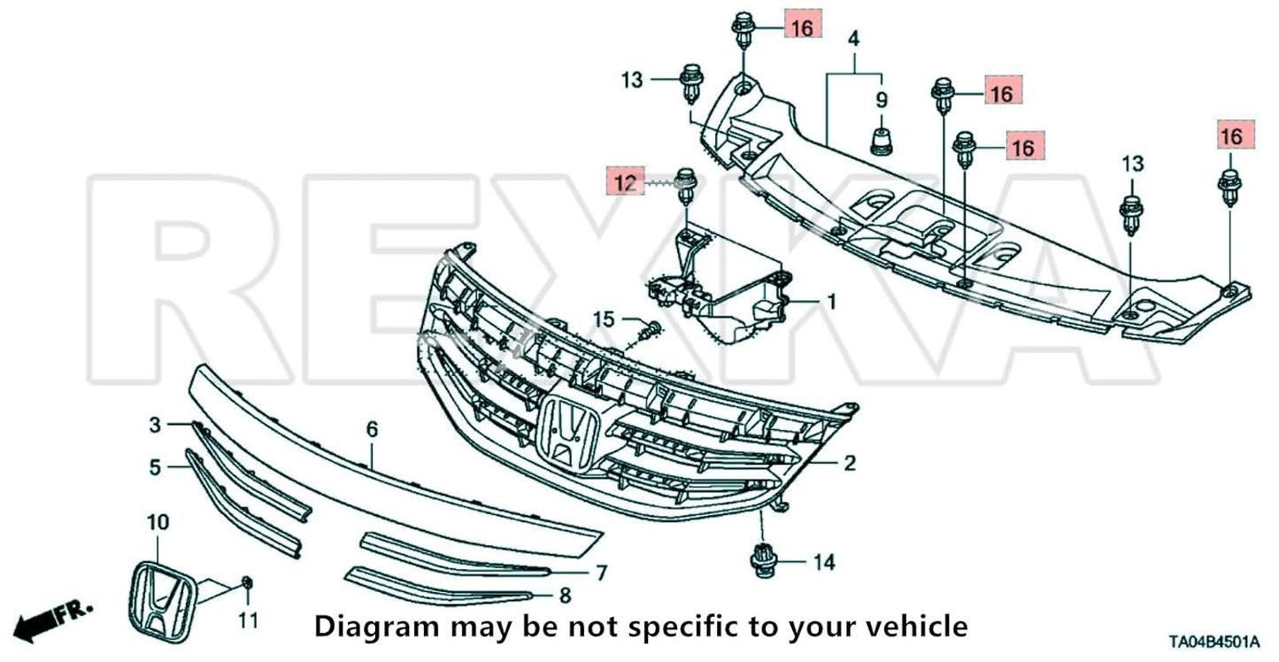 Rexka 40 piece Honda Acura grille clips — view 8