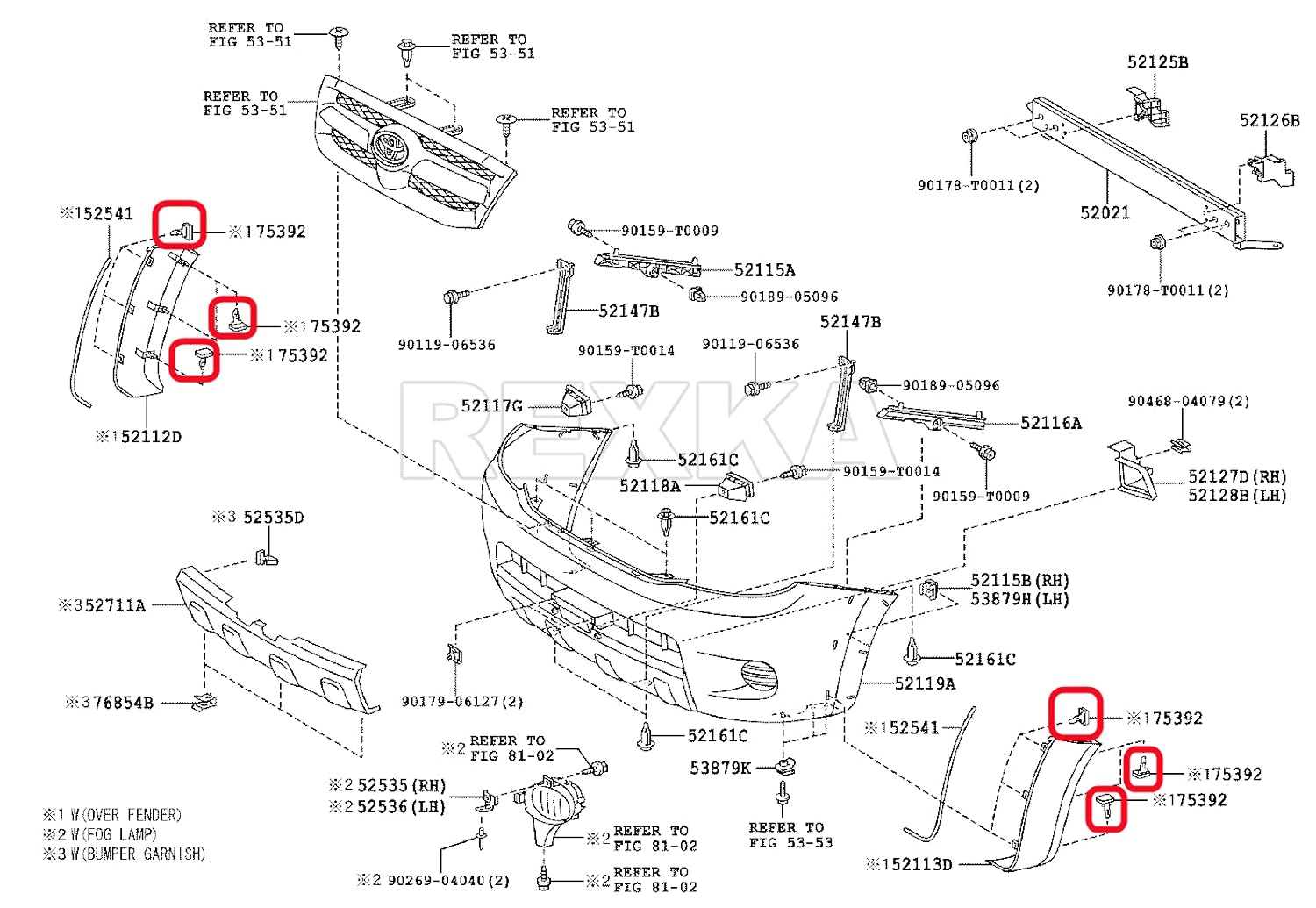 Rexka 15 piece Toyota Lexus fender flare clips — view 7