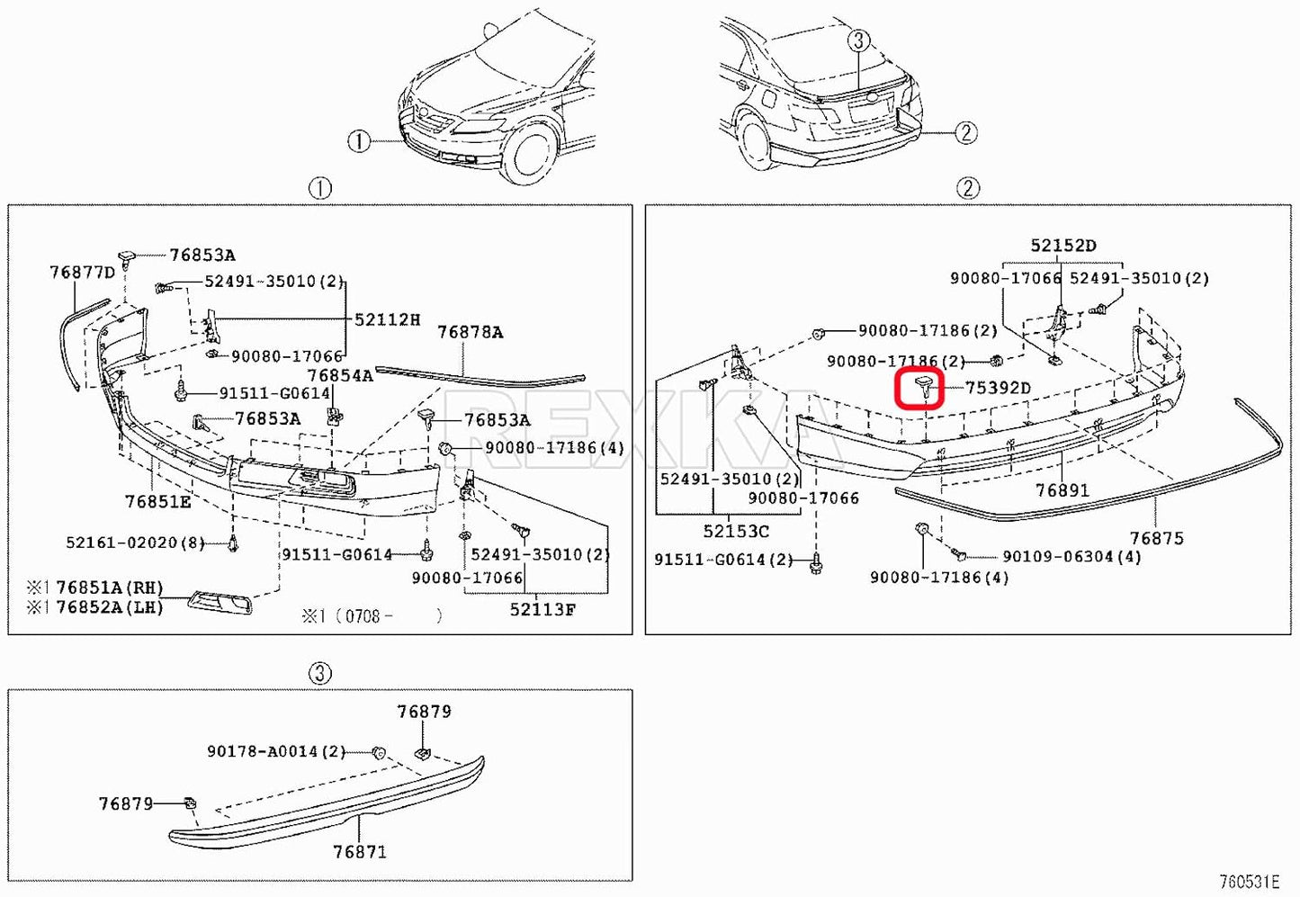 Rexka 15 piece Toyota Lexus fender flare clips — view 8
