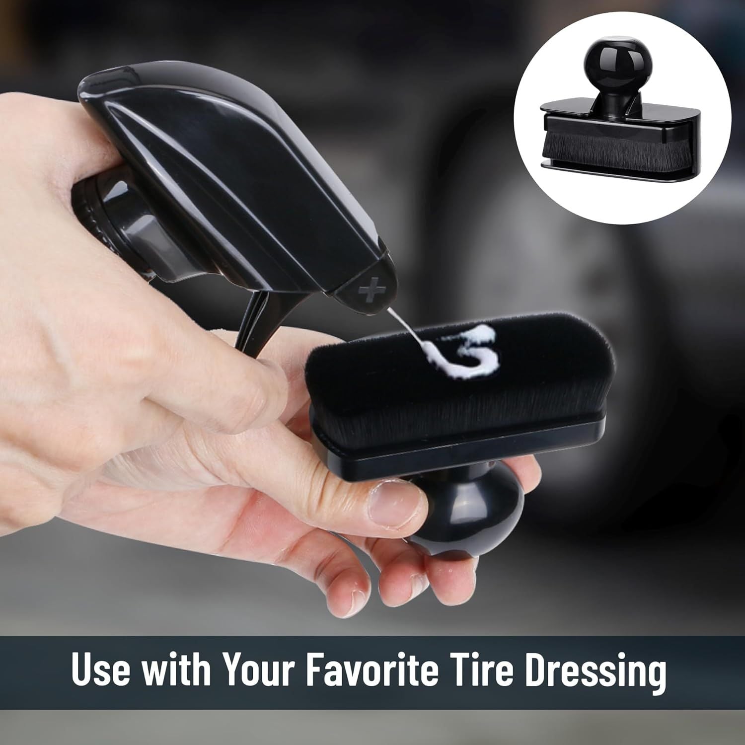 Vegan Tyre Shine Applicator Brush with Stand — view 4