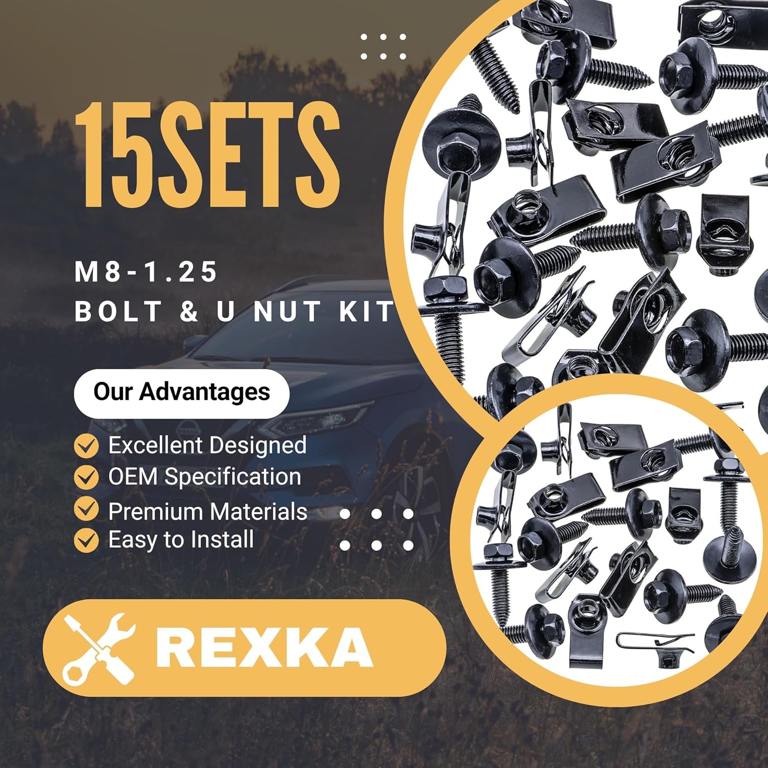 Rexka 15 set GM U nut and body bolt kit — view 3