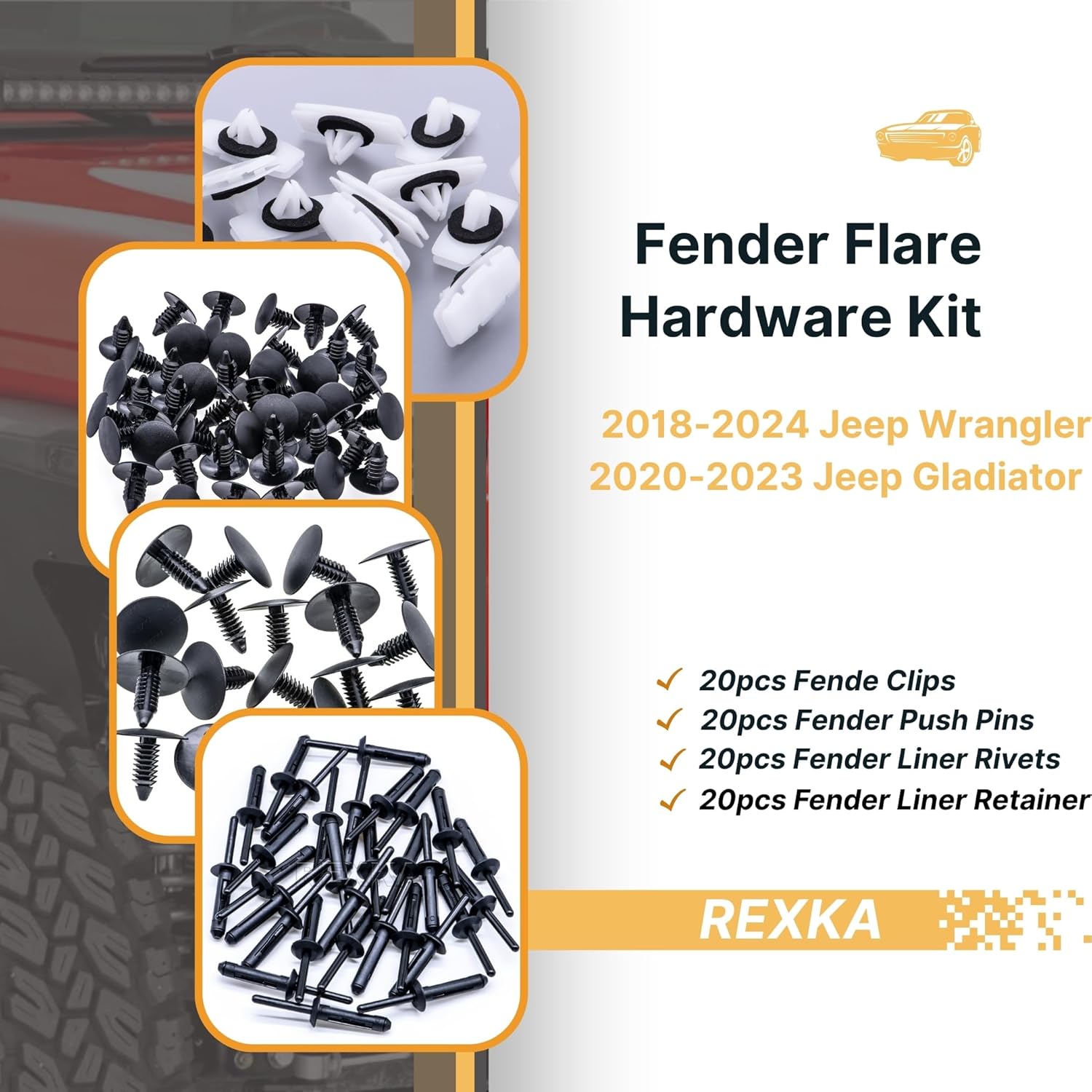 Rexka 80 piece Jeep fender flare hardware kit — view 3