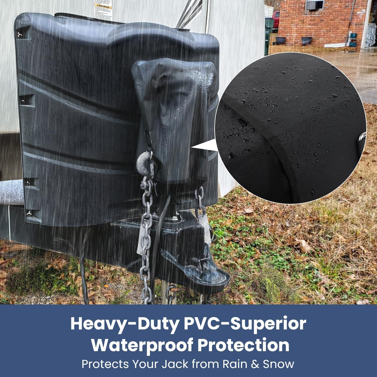 RV electric tongue jack cover, black — view 4