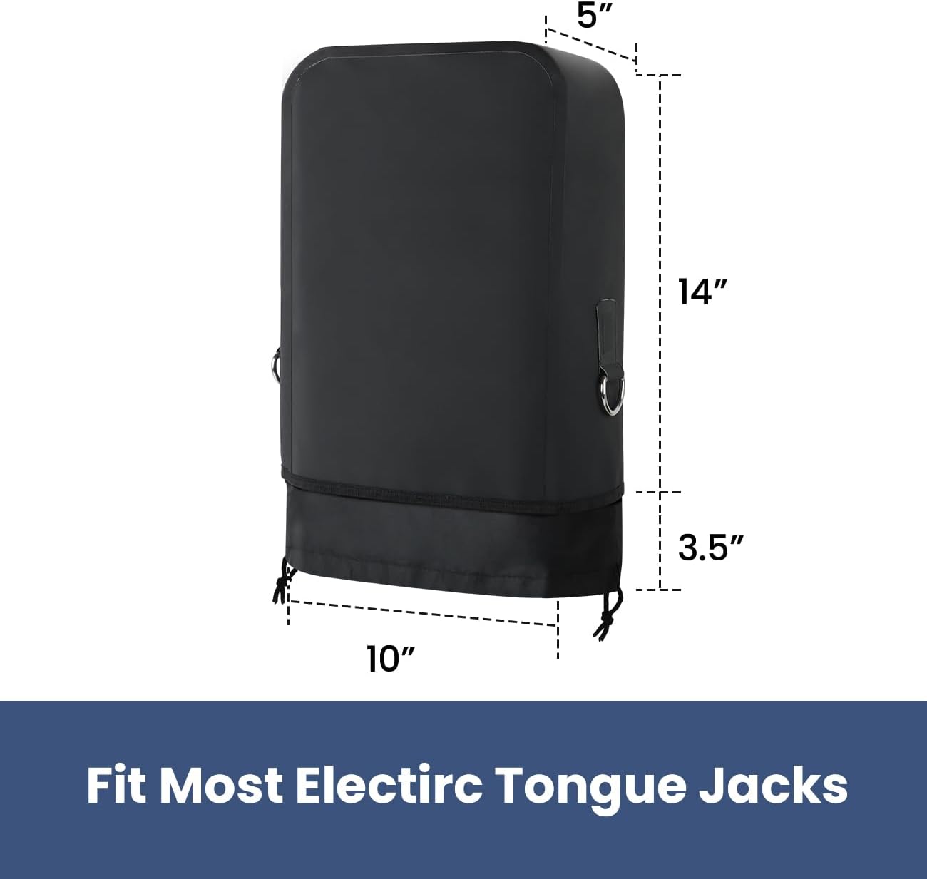 RV electric tongue jack cover, black — view 7
