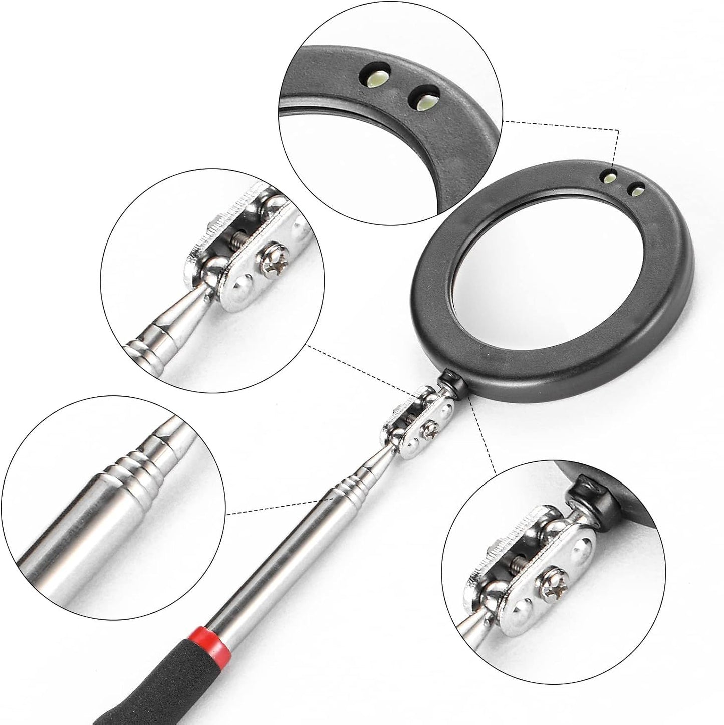 4PCS Telescoping Inspection Mirror LED Lighted Inspection — view 4
