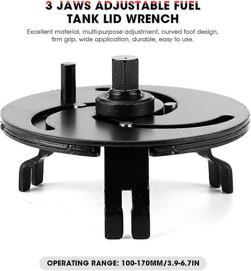 Adjustable 3 jaw fuel tank lid wrench — view 5