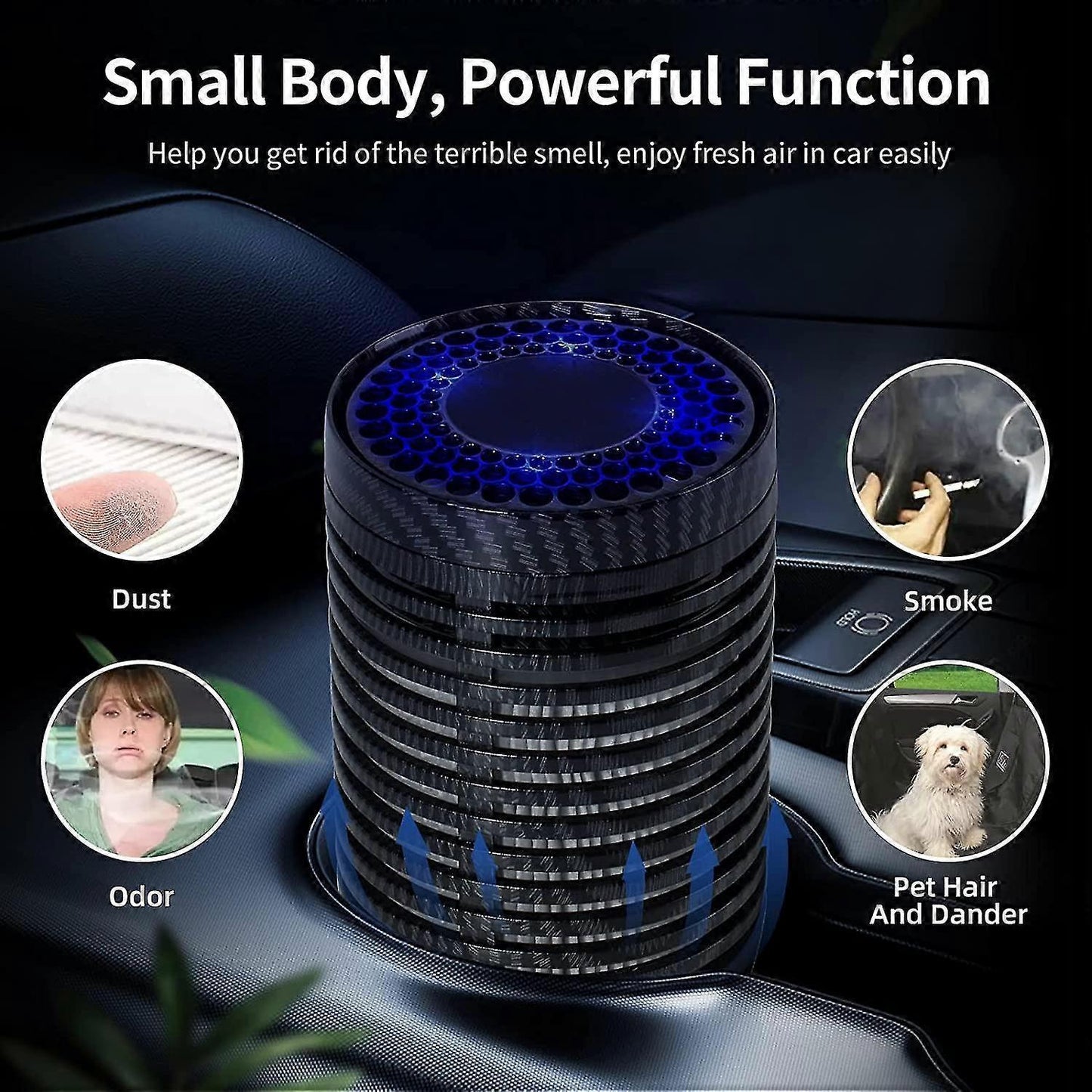 Car air purifier for smoke — view 3