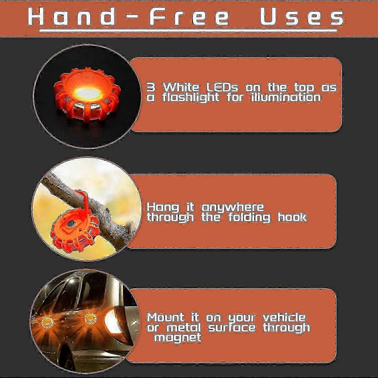 Roadside emergency LED flare lights 4 pack — view 5