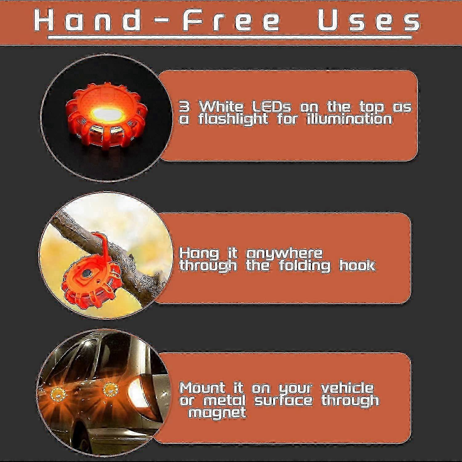 Roadside emergency LED flare lights 4 pack — view 5