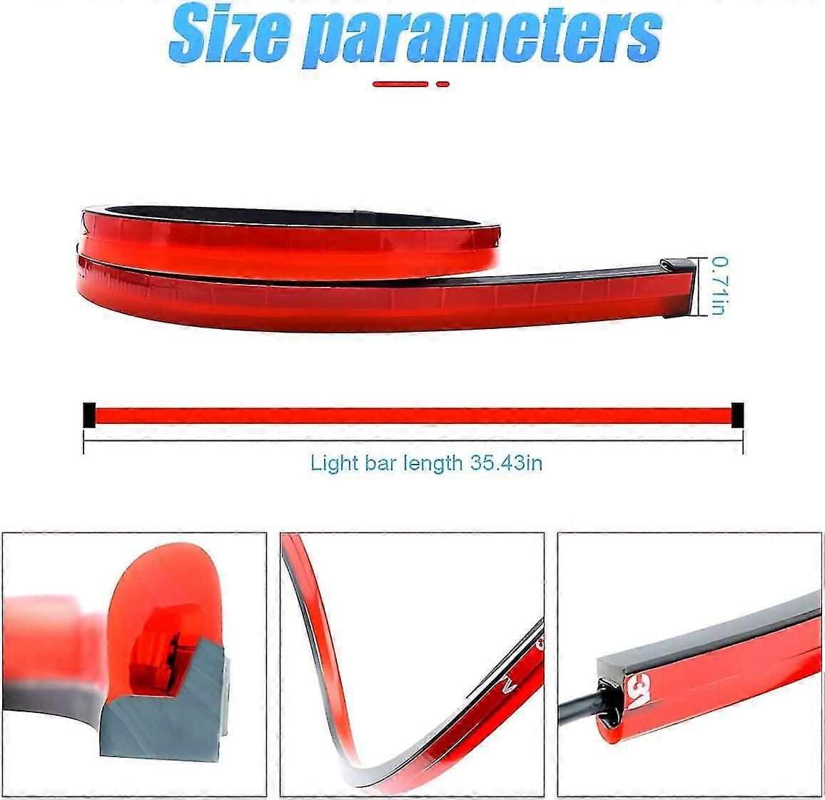 LED brake light strip 35 inch, red — view 3