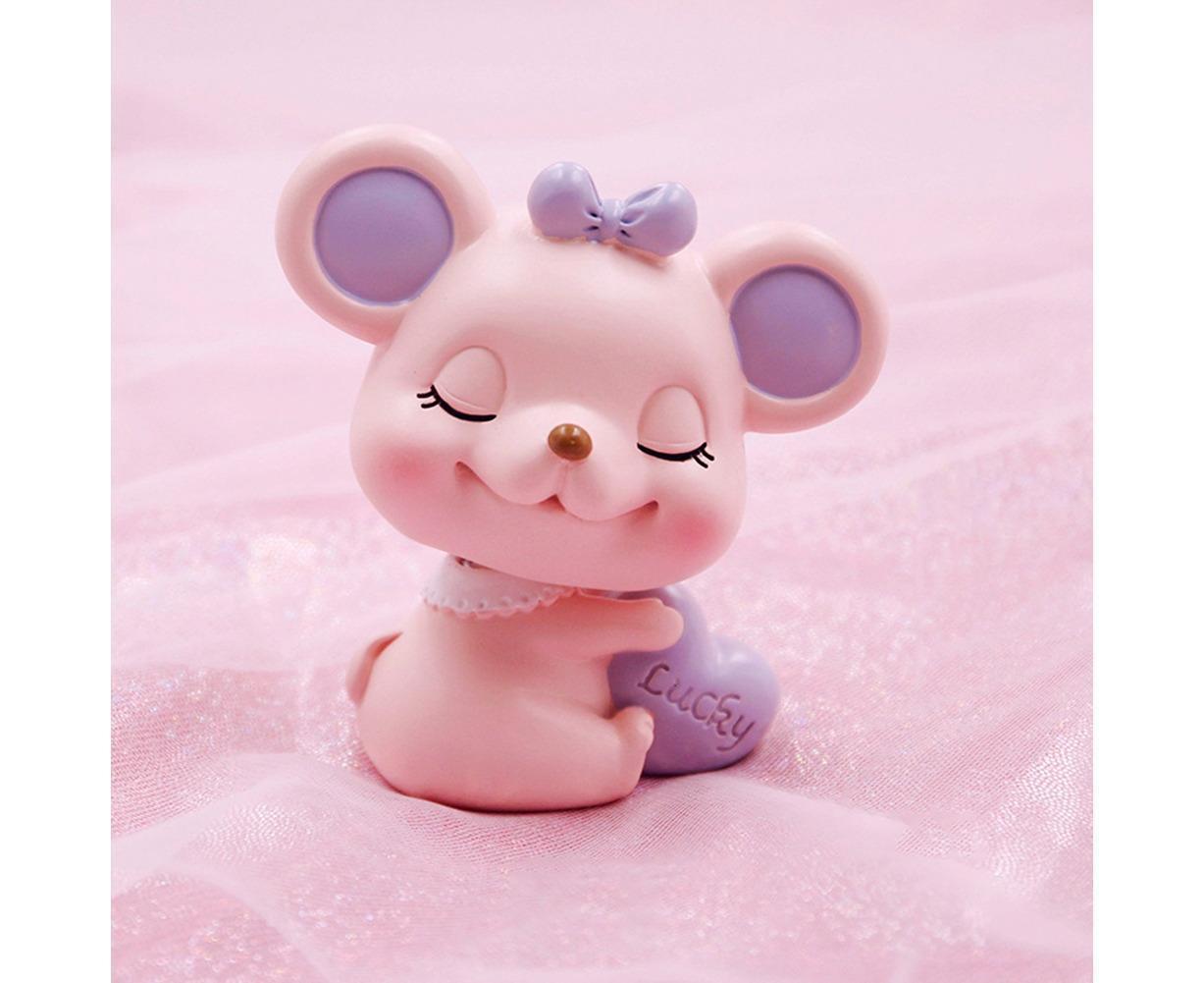 Resin nodding mouse car dashboard ornament, blue — view 4