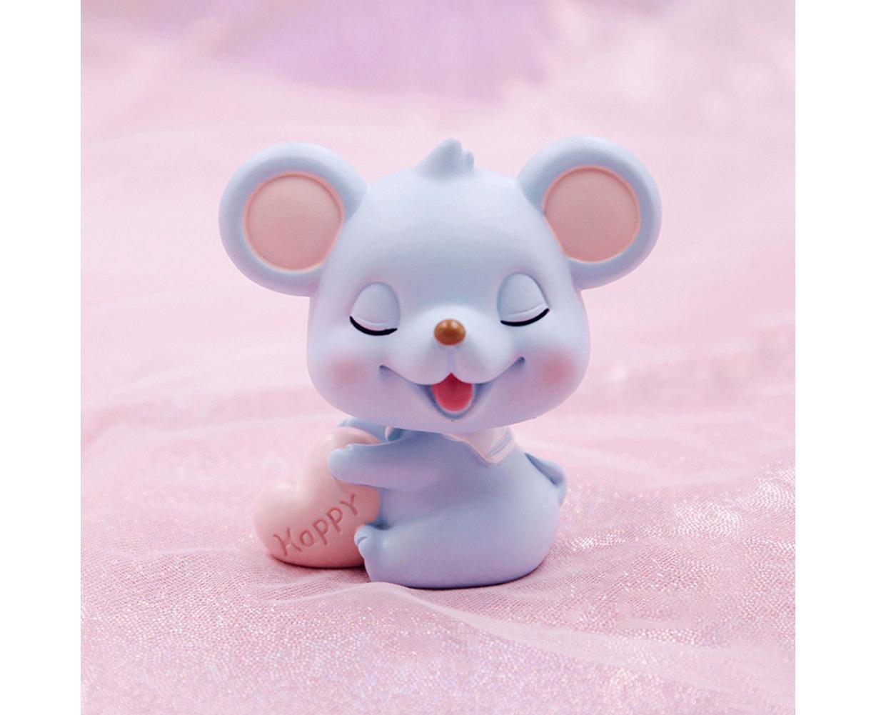 Resin nodding mouse car dashboard ornament, blue — view 5