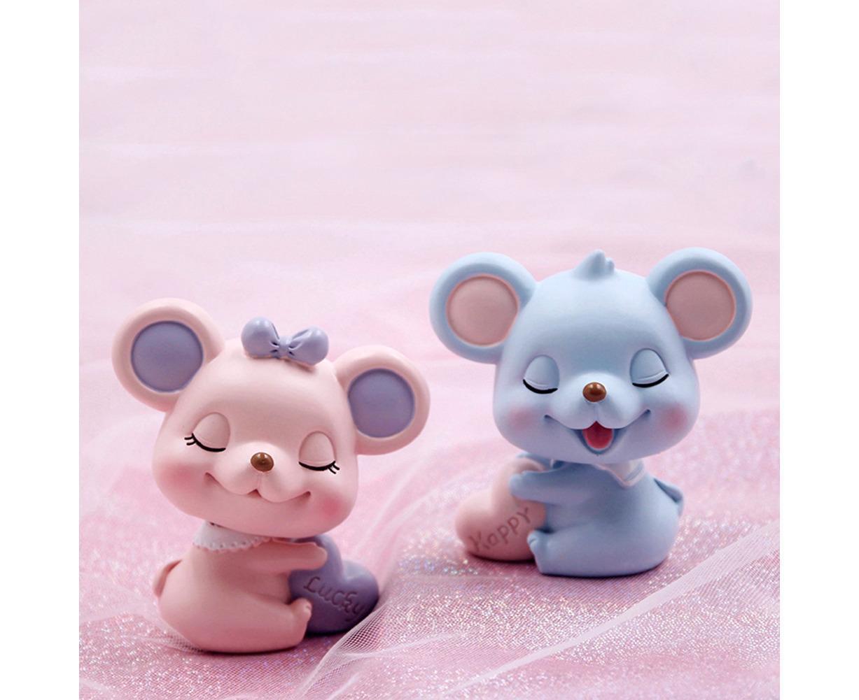 Resin nodding mouse car dashboard ornament, blue — view 6