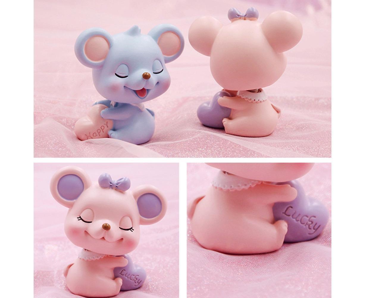 Resin nodding mouse car dashboard ornament, blue — view 9
