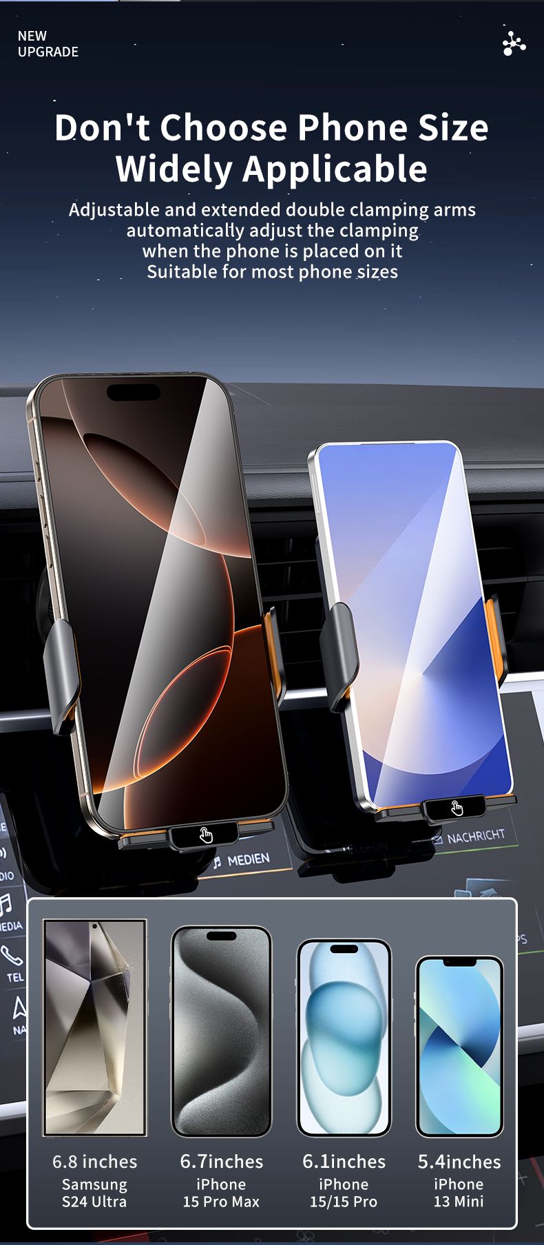 F2 auto-clamping wireless car charger 66W — view 10