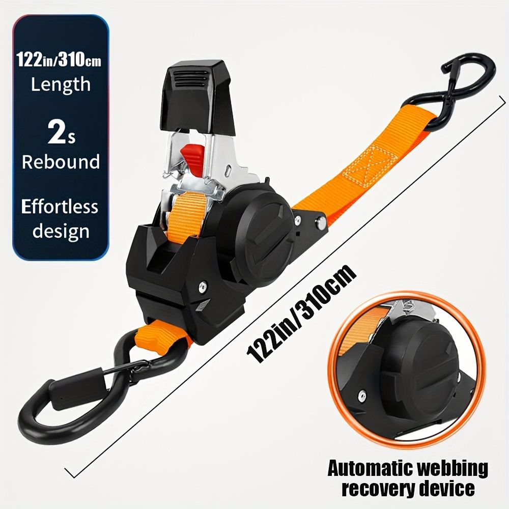 Yellow automatic recovery ratchet strap — view 2