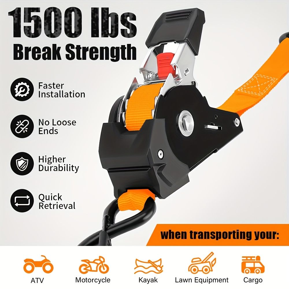 Yellow automatic recovery ratchet strap — view 6