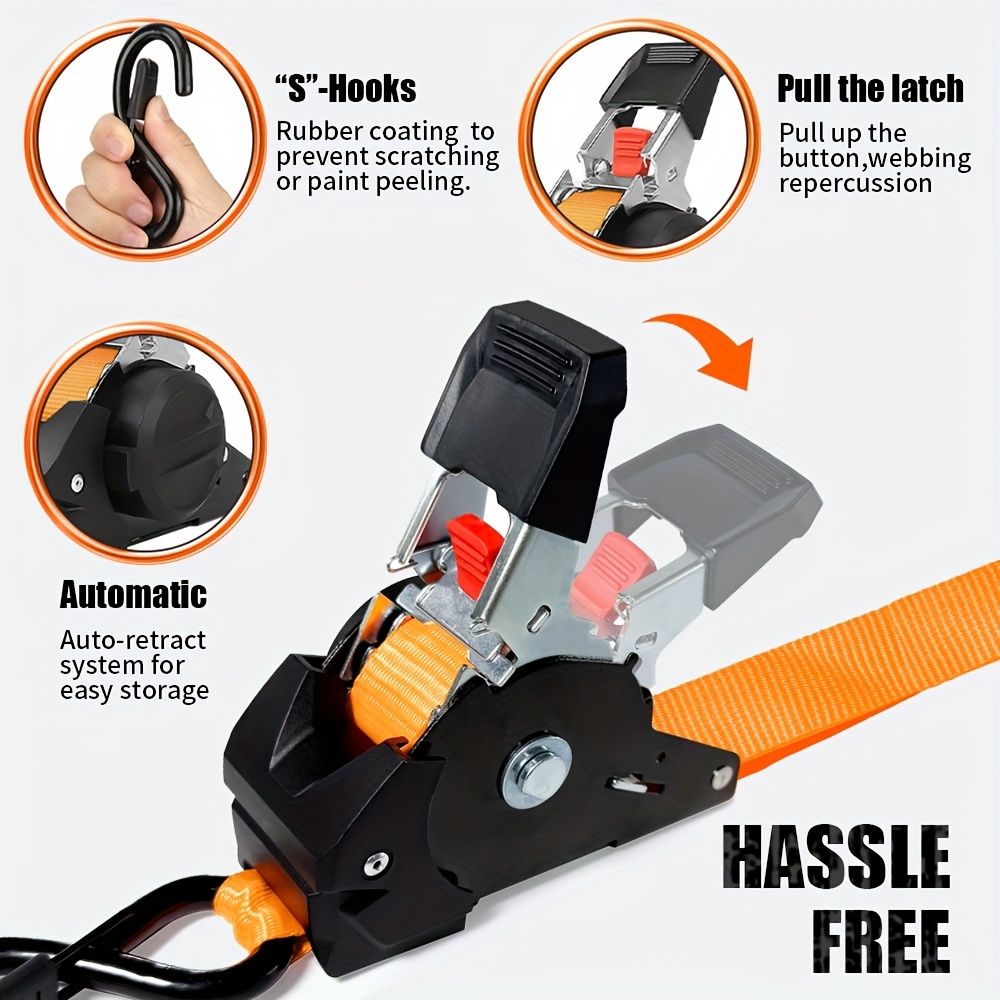 Yellow automatic recovery ratchet strap — view 11