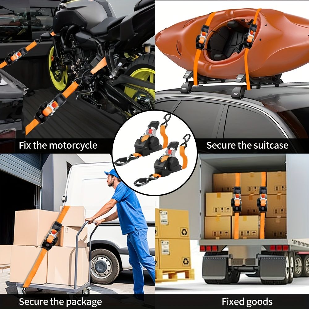 Yellow automatic recovery ratchet strap — view 13