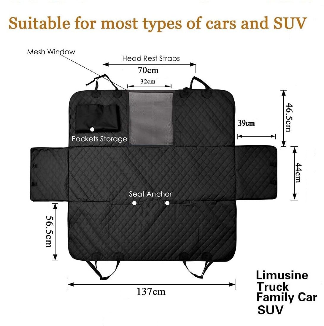Waterproof dog seat cover with mesh — view 3