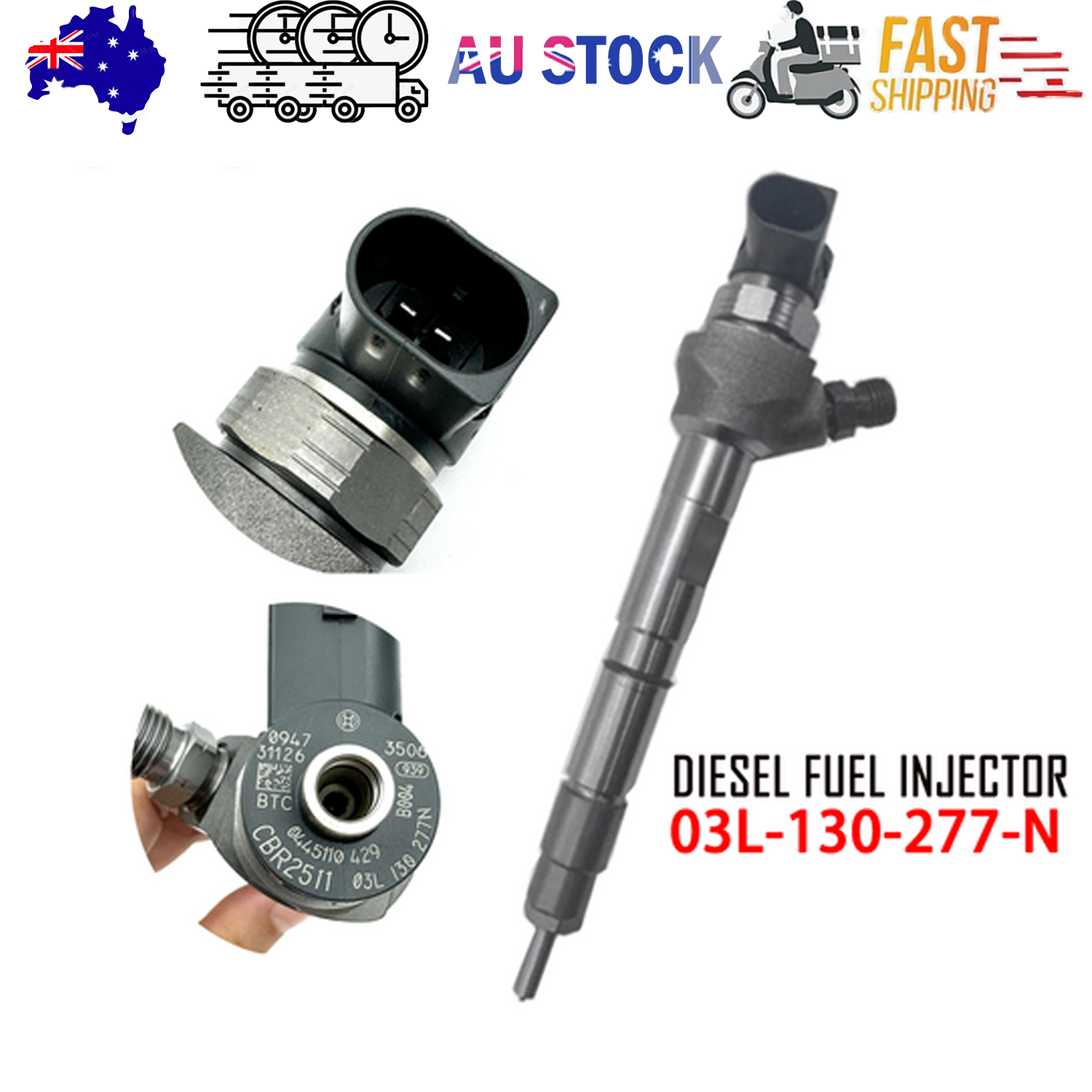VW Passat 2.0L diesel fuel injector 03L130277R — view 2