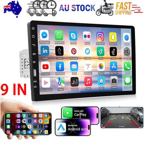 9in 2 DIN car radio with rear camera — view 2