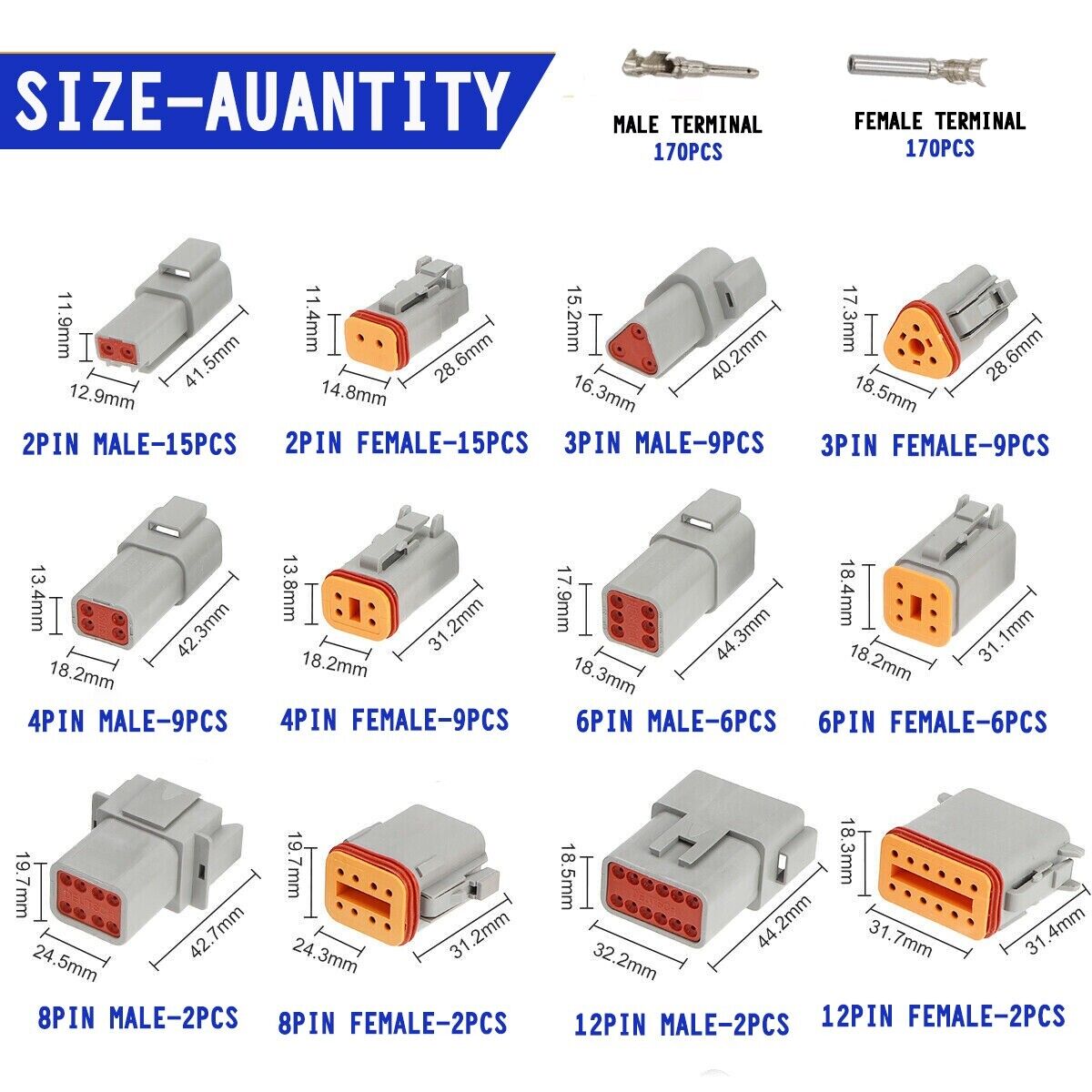 1000pcs Deutsch DT connector kit — view 10