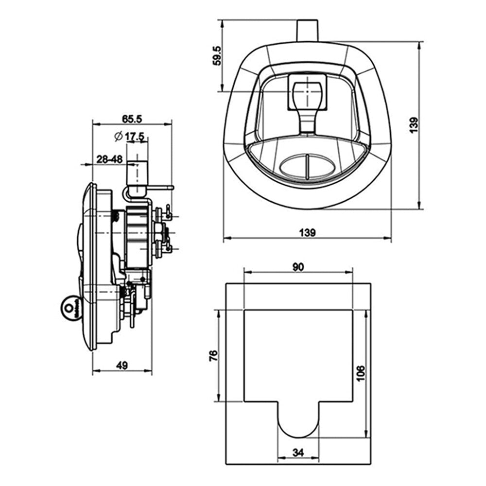 Black Power Operated Central Locking Handle — view 9