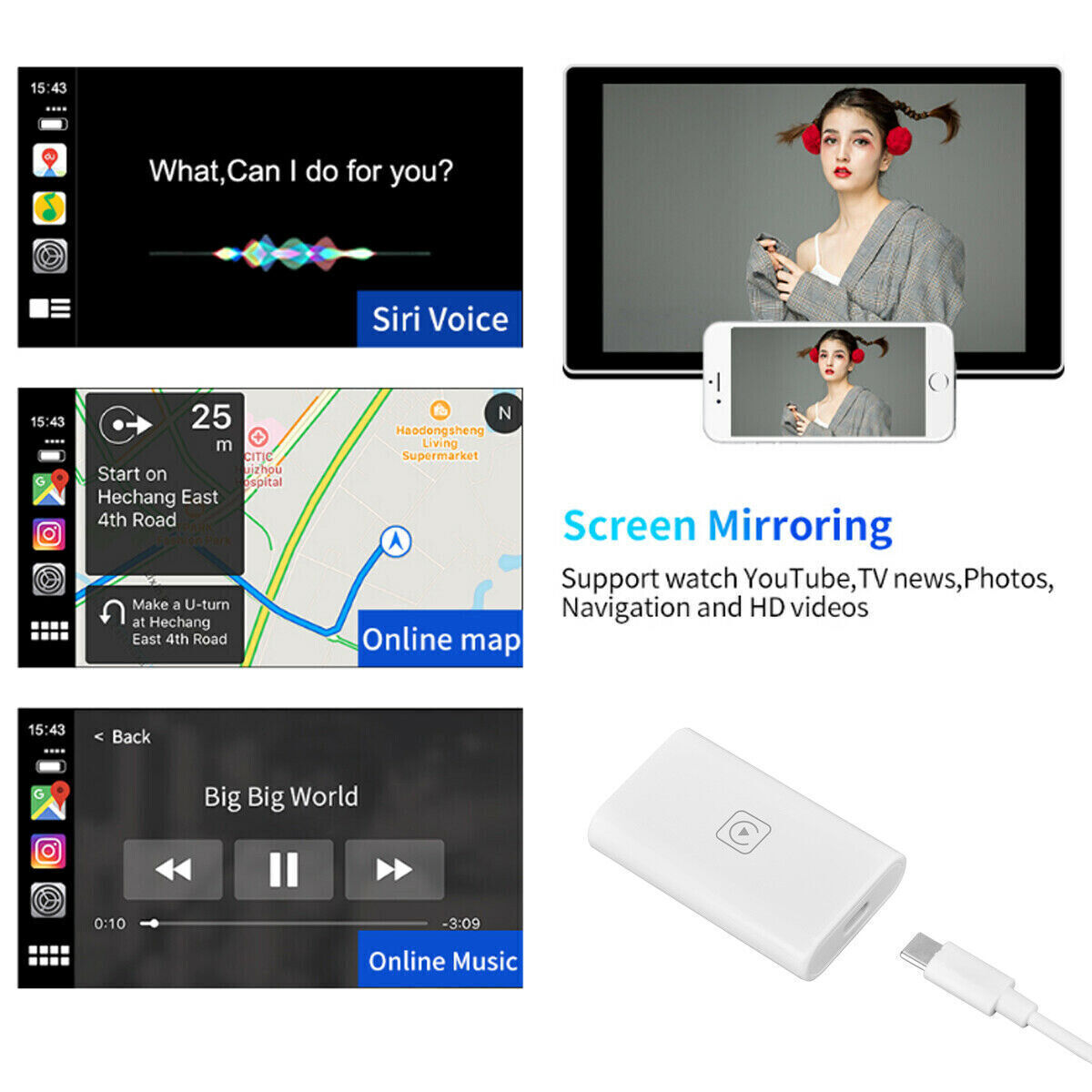 Wireless CarPlay adapter dongle — view 5