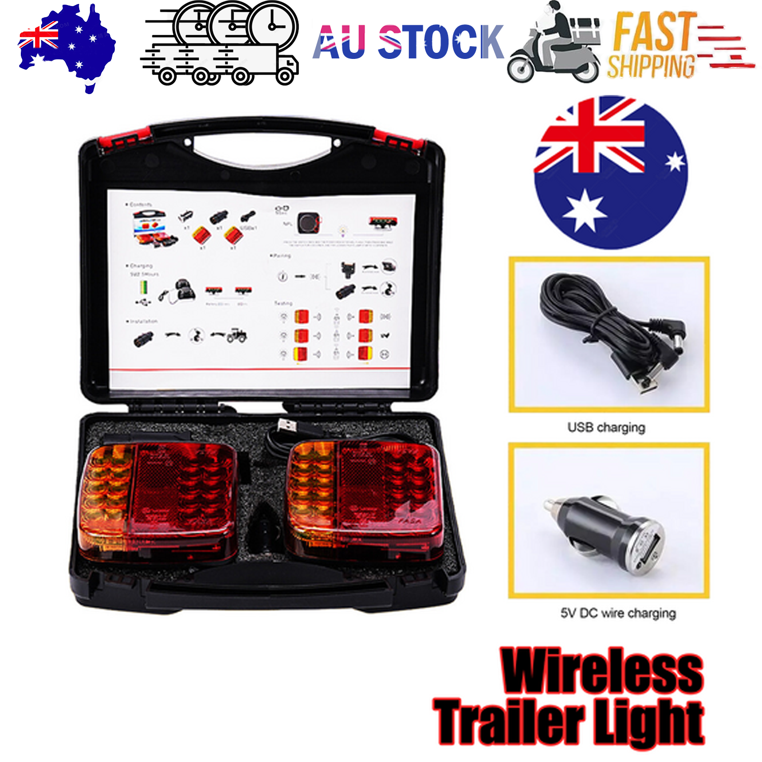 2x 7-pin LED wireless trailer tail light kit — view 2
