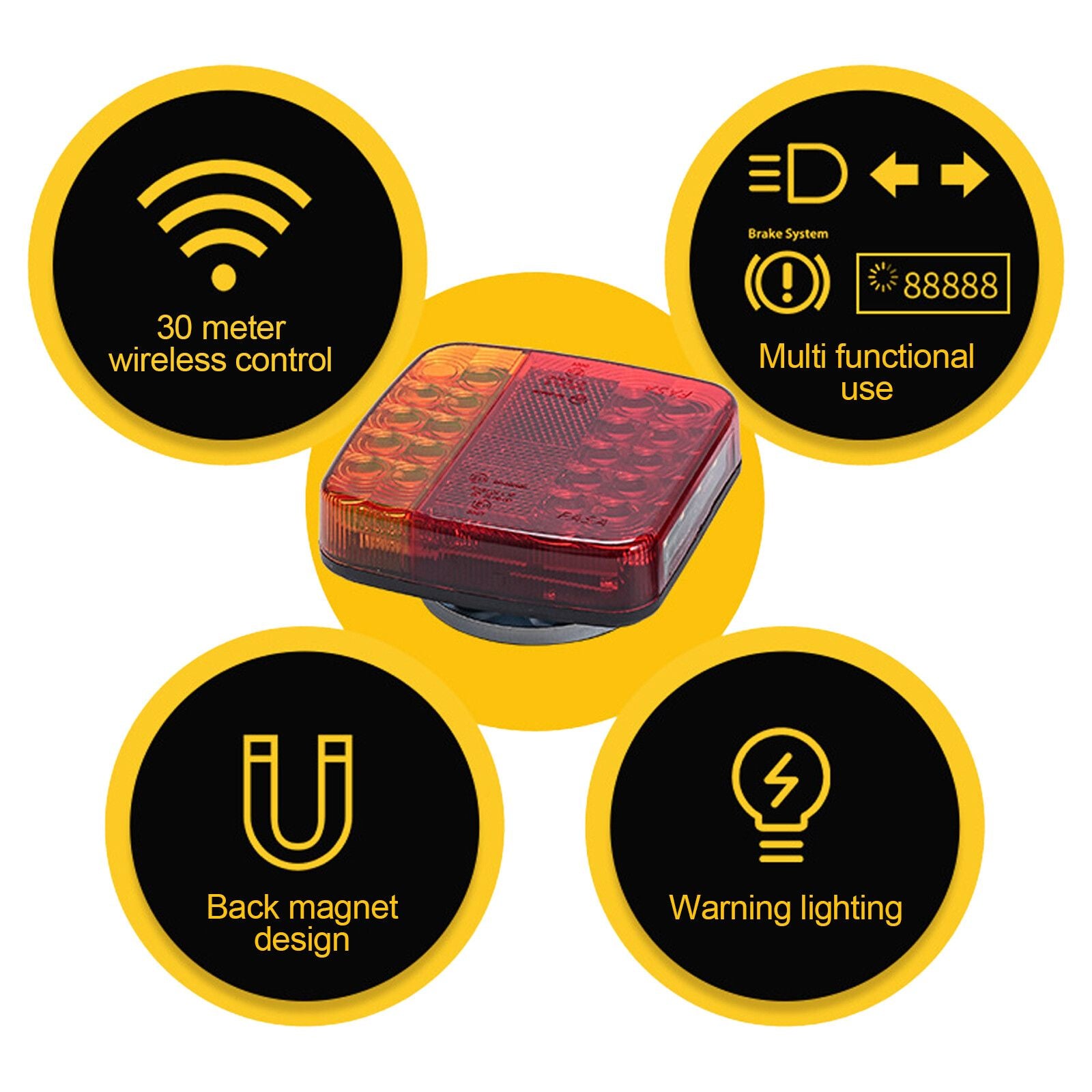 2x 7-pin LED wireless trailer tail light kit — view 7