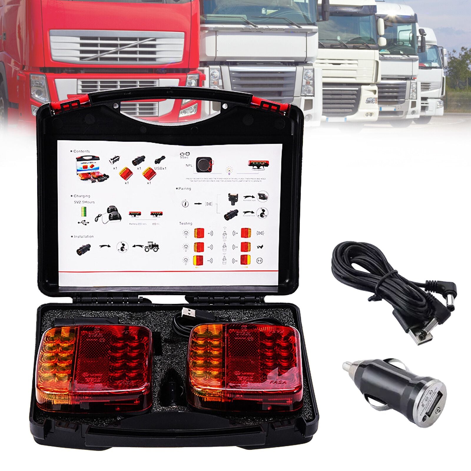 2x 7-pin LED wireless trailer tail light kit — view 8