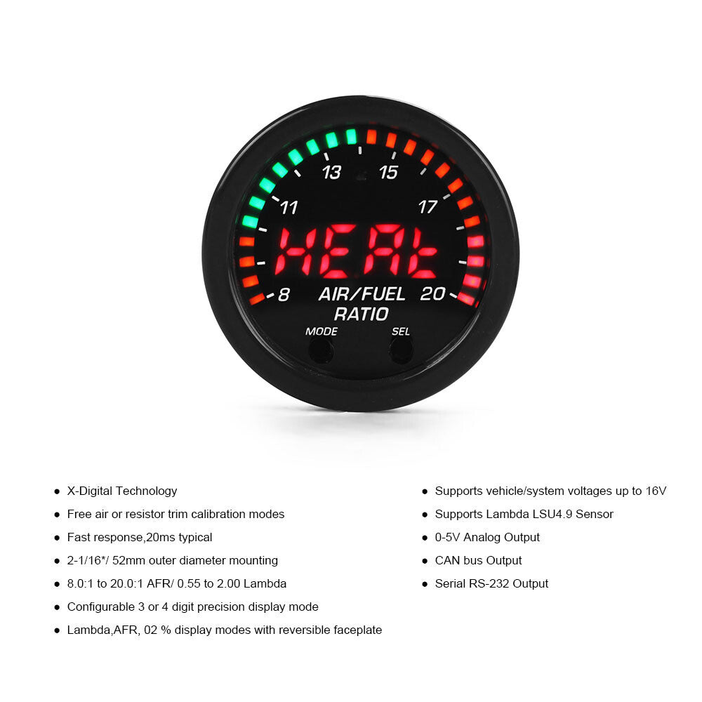 Wideband AFR air fuel ratio gauge 30-0300 — view 3