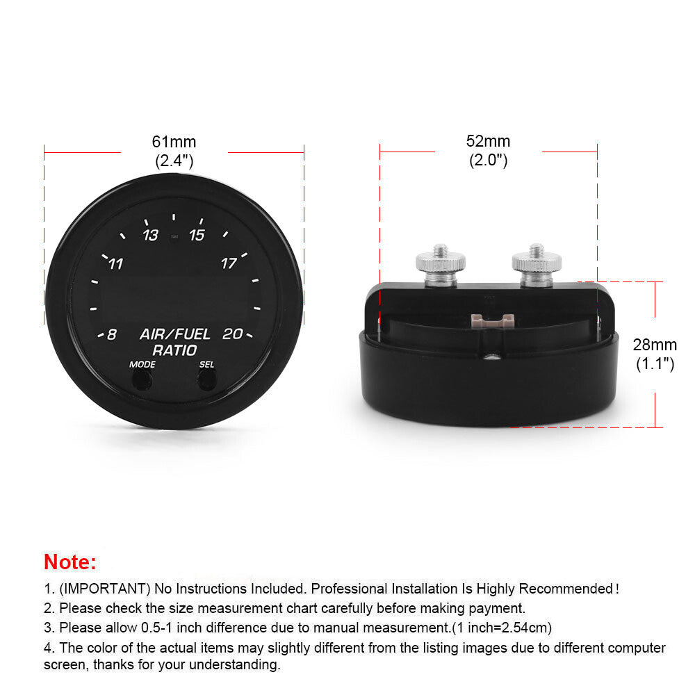 Wideband AFR air fuel ratio gauge 30-0300 — view 8