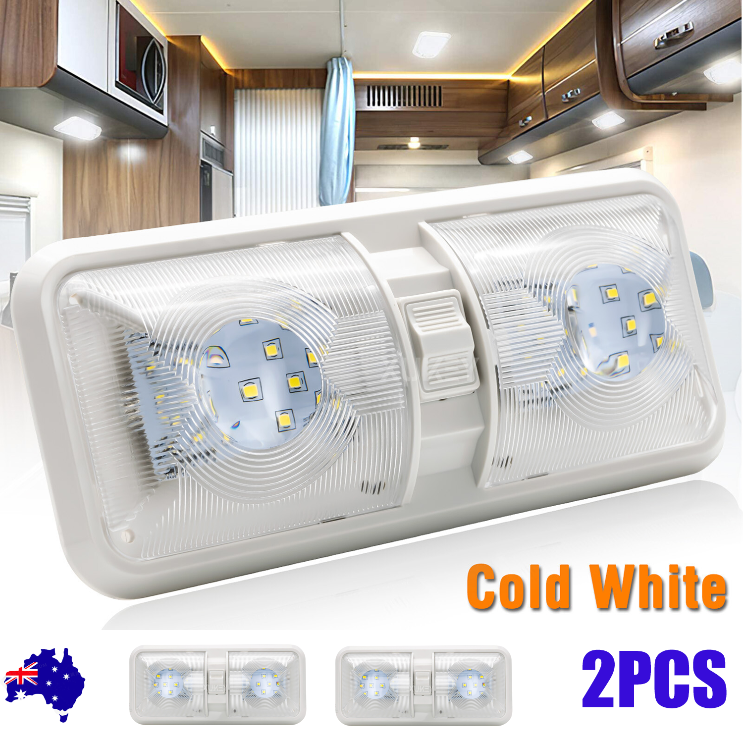 12V RV LED ceiling dome light — view 12