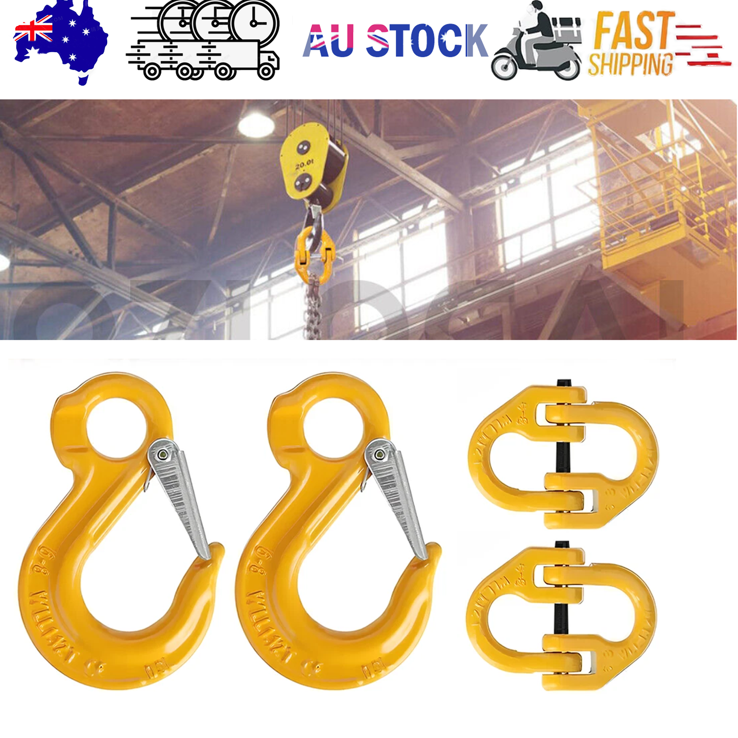8mm hammerlock eye sling hook safety chain 2 pack — view 2