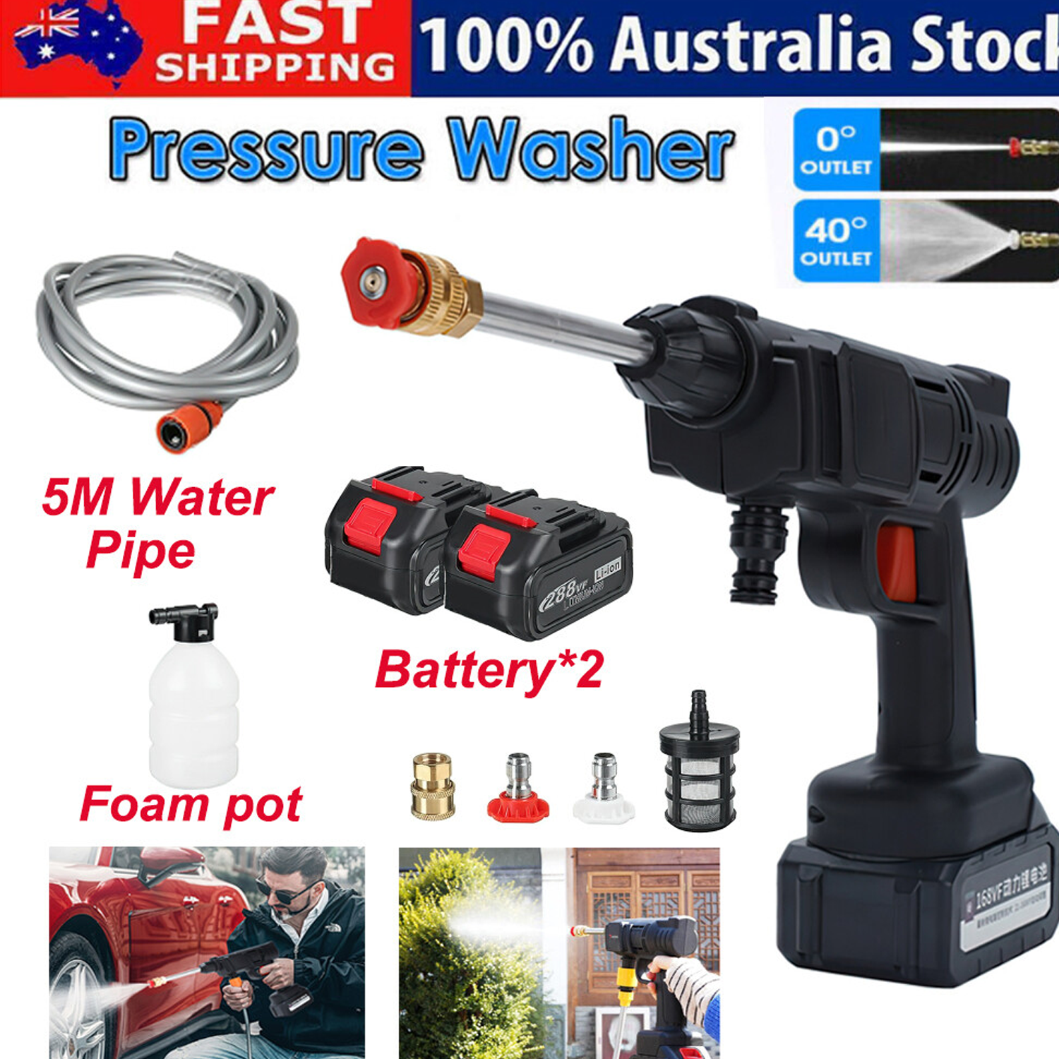 Cordless electric car pressure washer — view 2