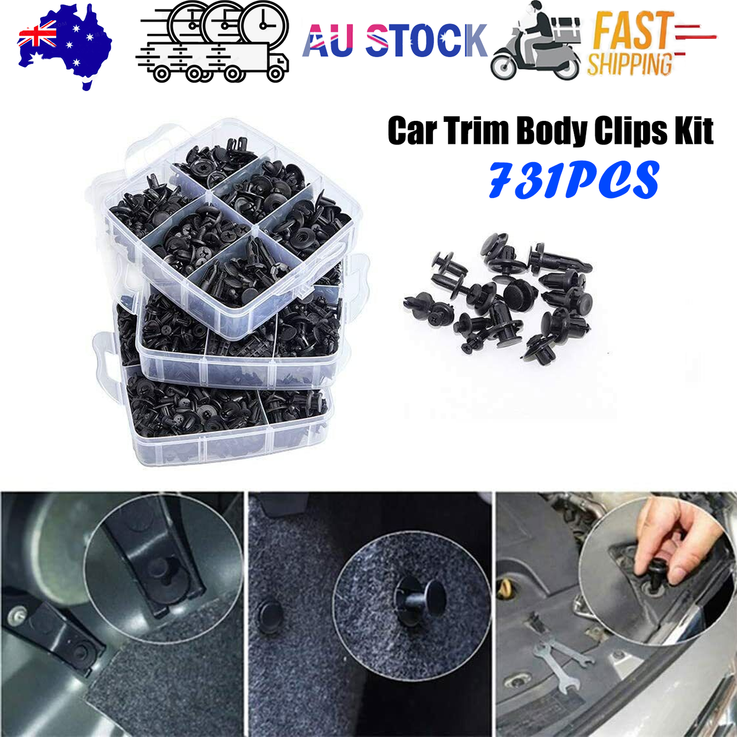 731-piece car trim body clips kit — view 2