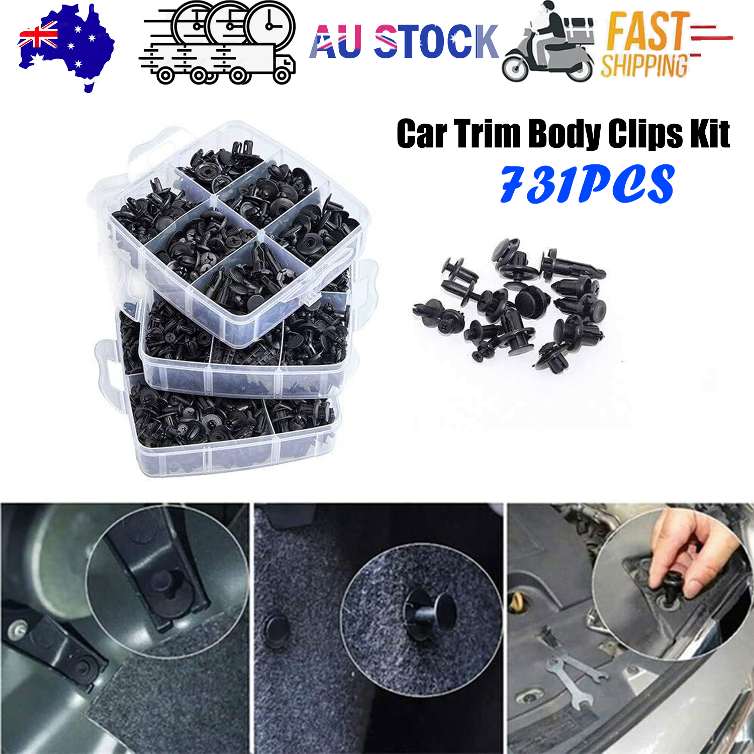 731-piece car trim body clips kit — view 2