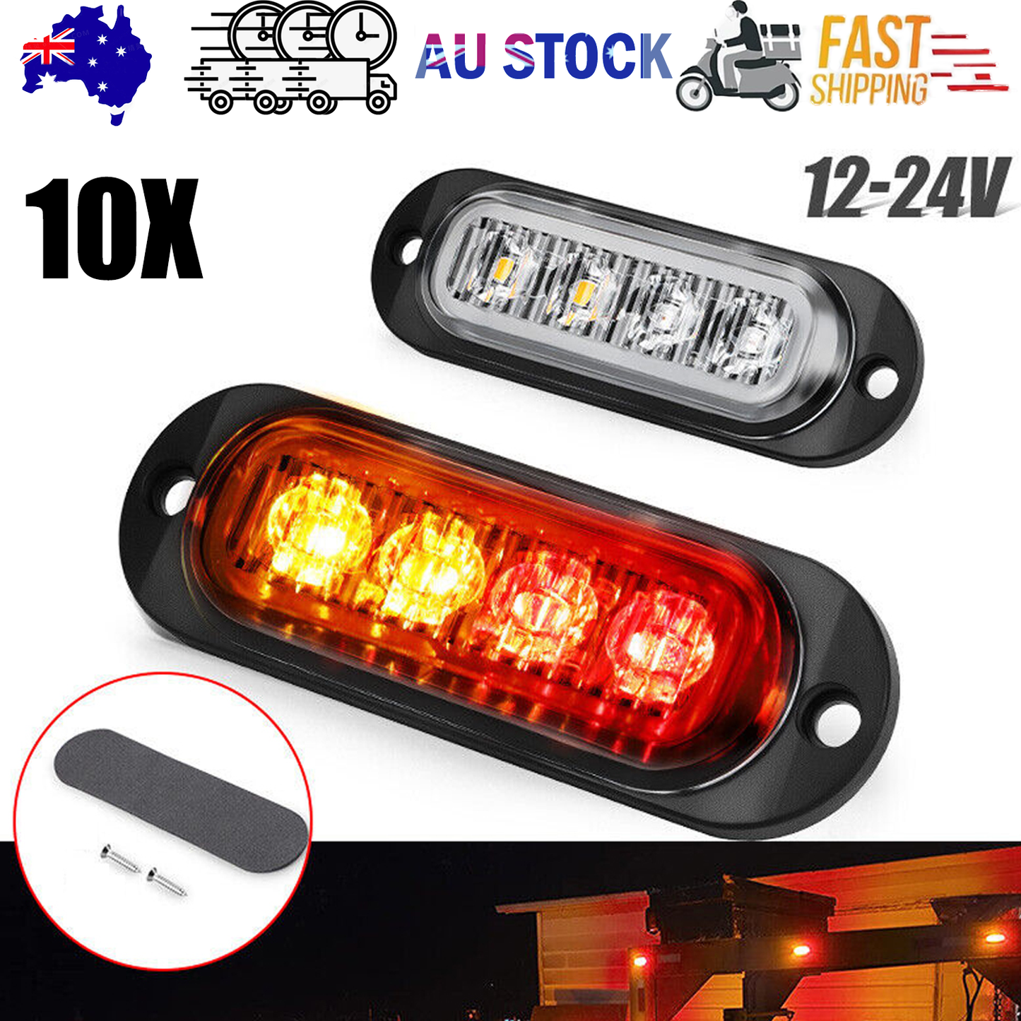 10X LED Clearance Lights Amber Red — view 12