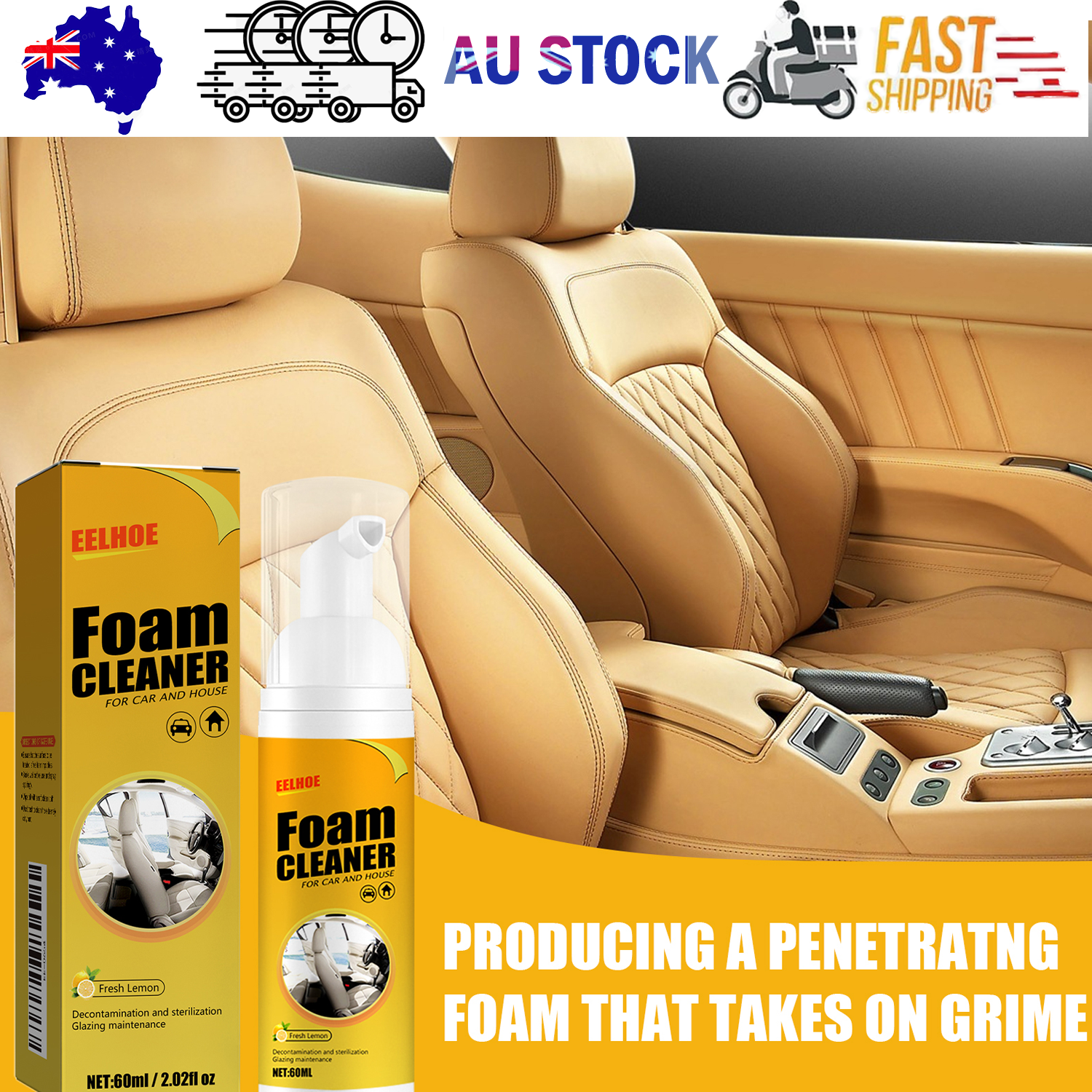 Foam Cleaner Leather Seat Supplies Decontamination — view 2