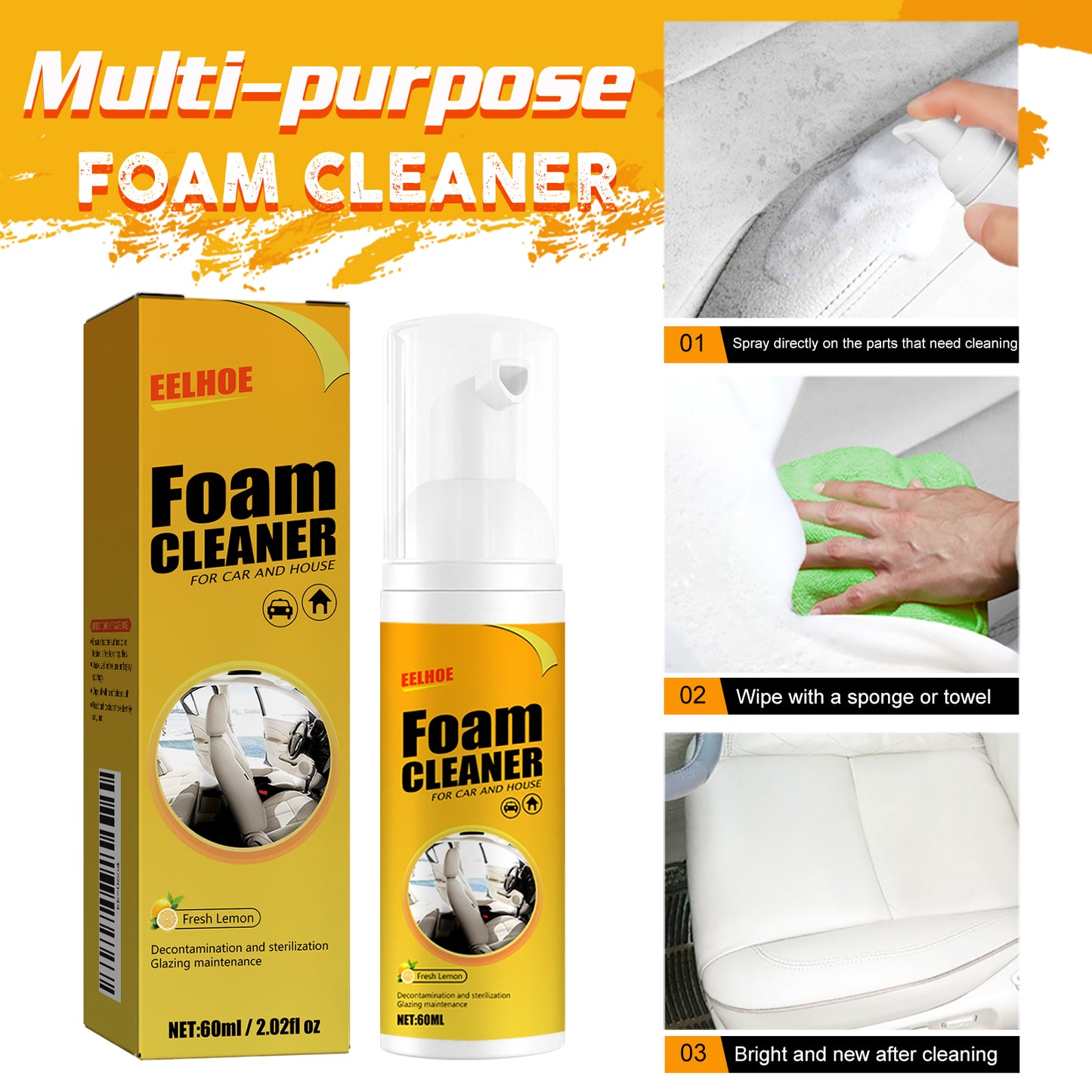 Foam Cleaner Leather Seat Supplies Decontamination — view 4
