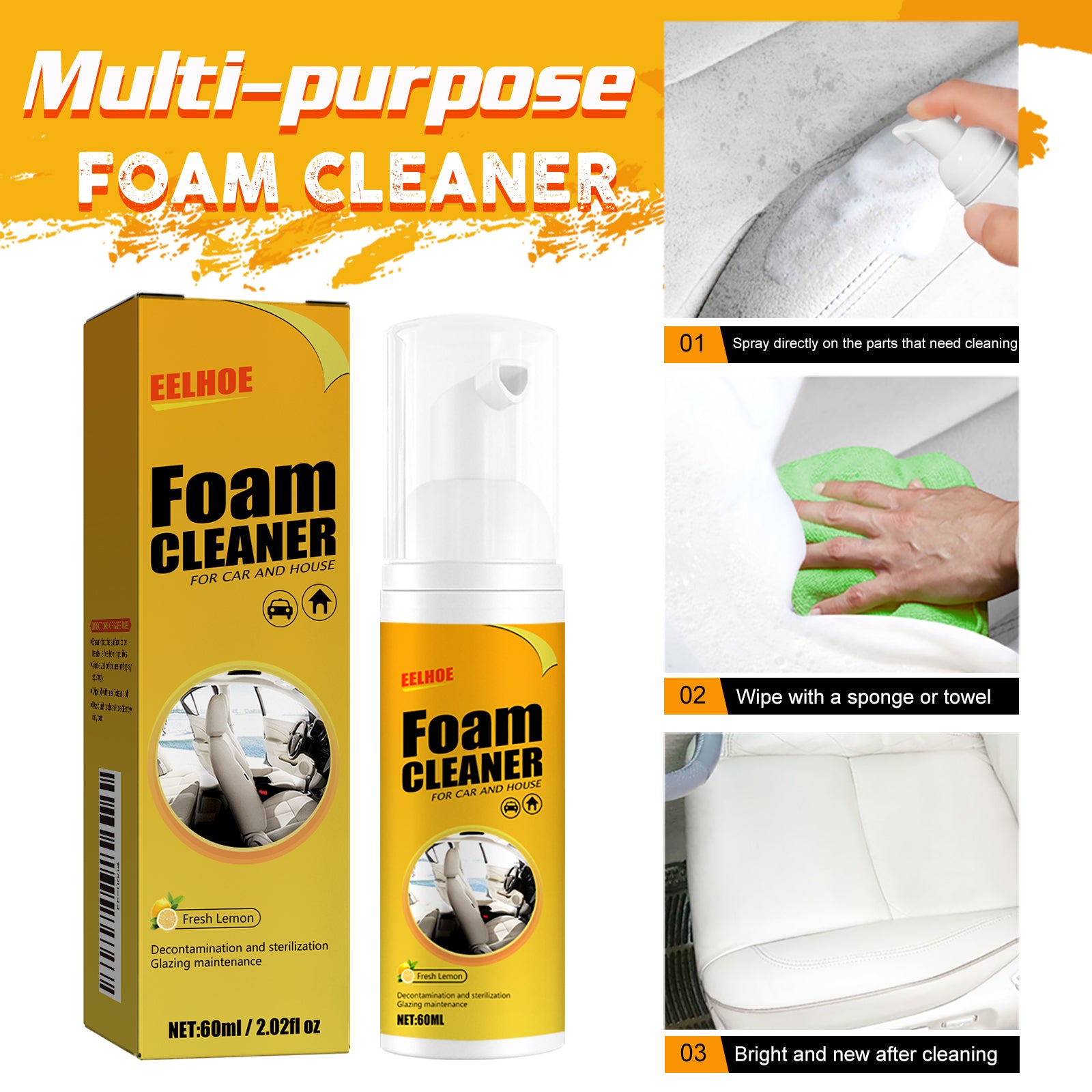Foam Cleaner Leather Seat Supplies Decontamination — view 4
