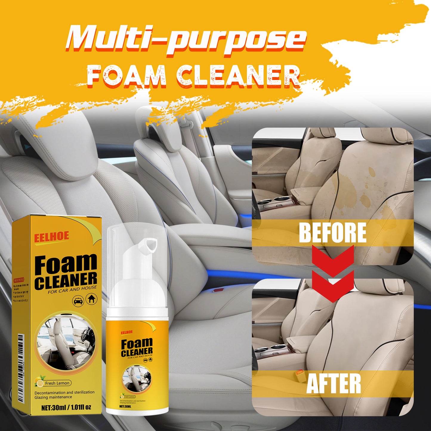 Foam Cleaner Leather Seat Supplies Decontamination — view 5