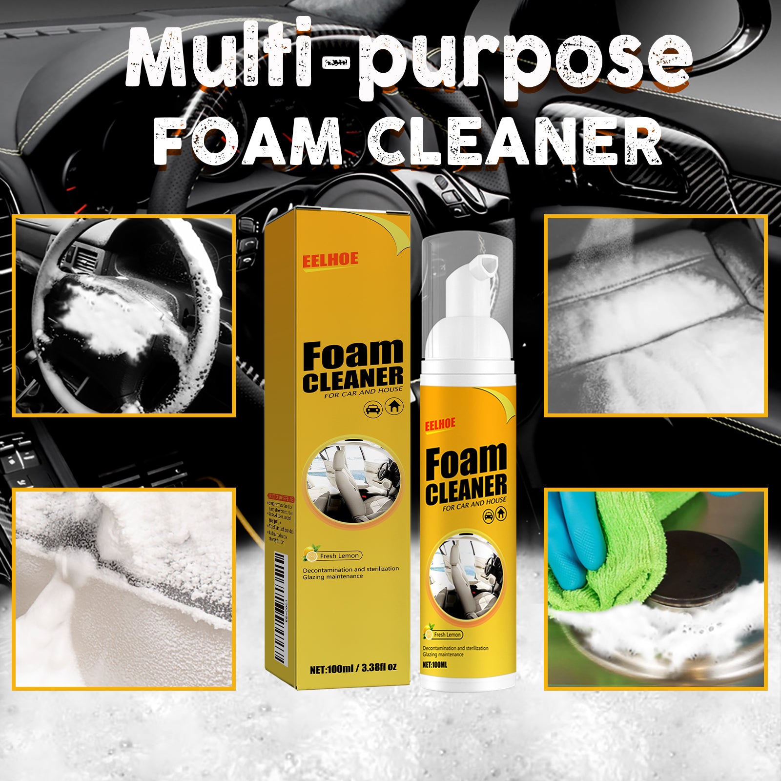 Foam Cleaner Leather Seat Supplies Decontamination — view 6