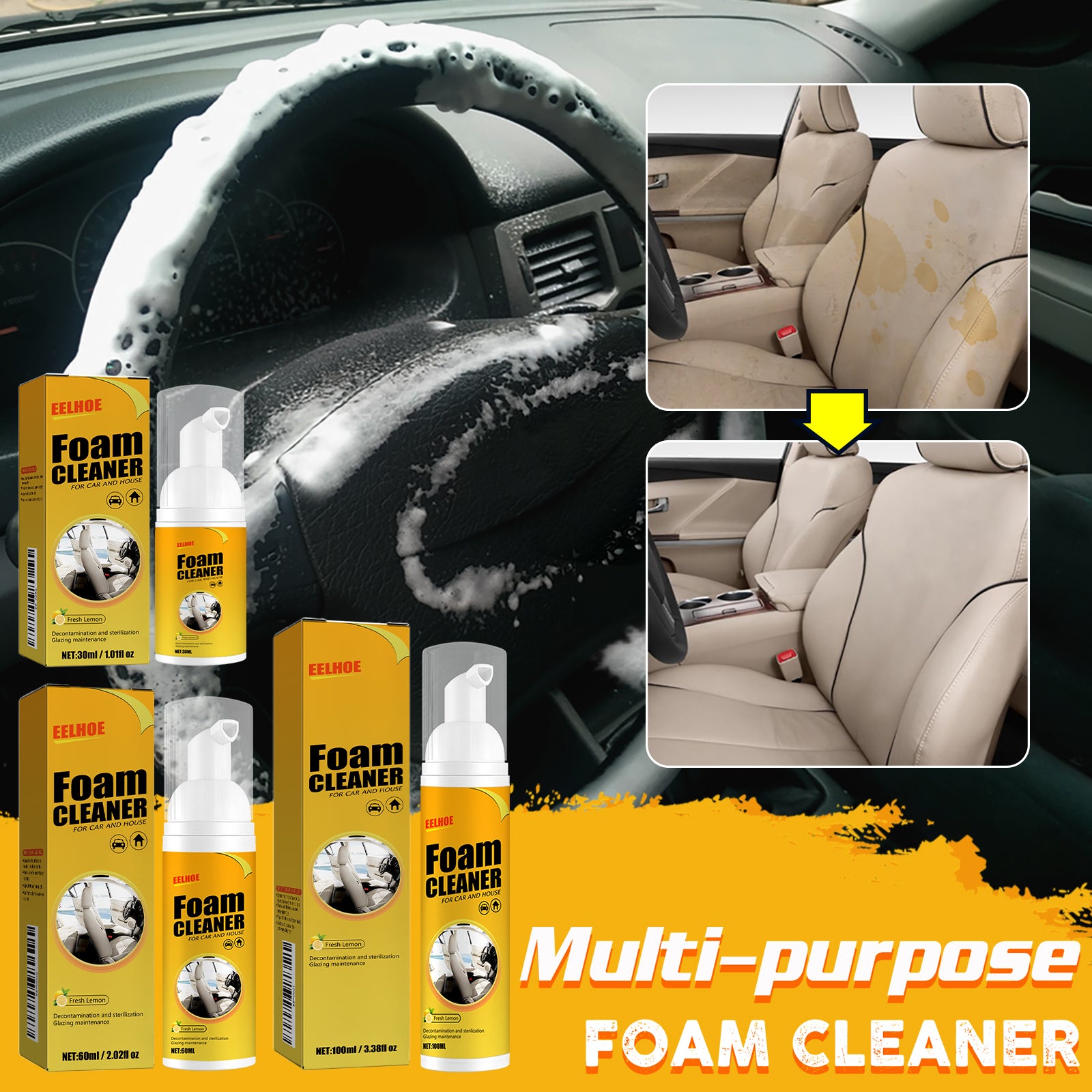 Foam Cleaner Leather Seat Supplies Decontamination — view 8